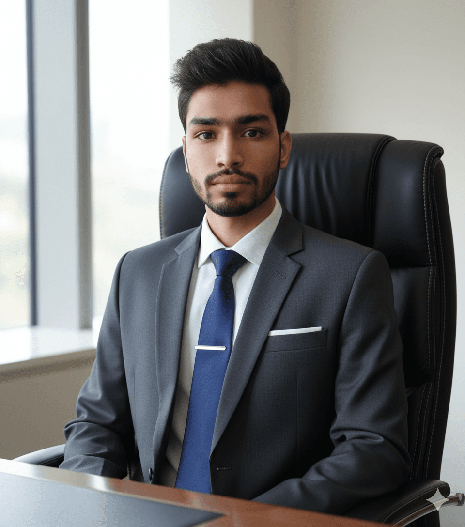 Aditya Dimri seated at a desk in an office.